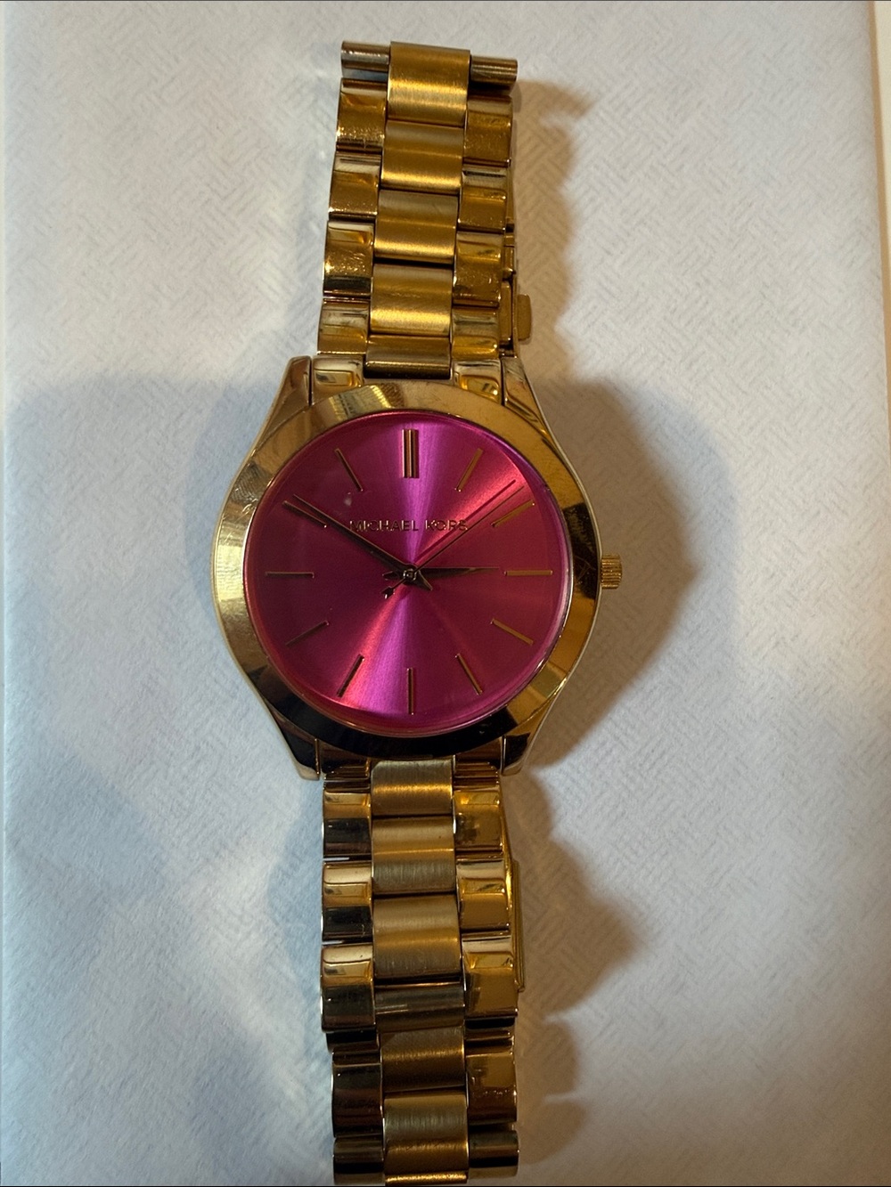 Gold Bracelet Watch with Pink Dial - Women Accessories